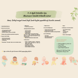 7–9 aylık bebekler İçin montessori günlük etkinlik listesi (İnstagram gönderisi)